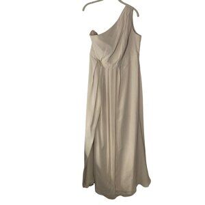 Davids Bridal One-Shoulder Champagne Maxi Dress Size 16 Formal Bride Gown Event